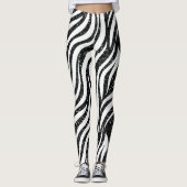 Zebra Streifen Schwarzer Glitzer Wildtiere drucken Leggings (Vorderseite)