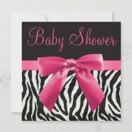 Zebra-Streifen u. Rosa druckten Bogen-Babyparty Einladung (Vorderseite)
