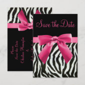 Zebra Streifen und rosa bedruckter Bow Save the Da Date (Vorne/Hinten)