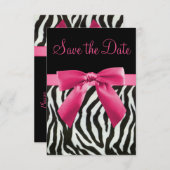 Zebra Streifen und rosa bedruckter Bow Save the Da Save The Date (Vorne/Hinten)