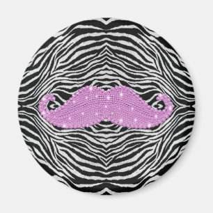 Zebra-Streifen und rosa Bling Schnurrbart Magnet