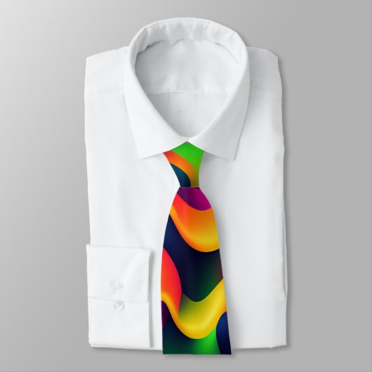 Zebra Strides Waves Rainbow Isometrisches Muster Krawatte (Gebunden)