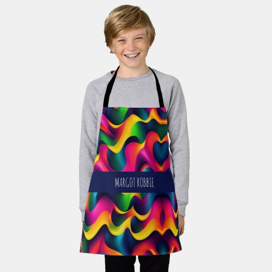 Zebra Strides Waves Rainbow Isometrisches Muster Schürze (Getragen)