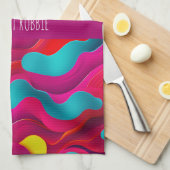 Zebra Strides Wellen rosa Regenbogenmuster Geschirrtuch (Viertel Falte)