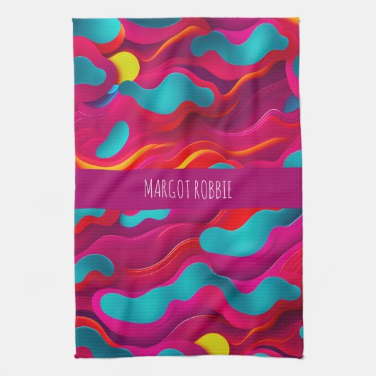 Zebra Strides Wellen rosa Regenbogenmuster Geschirrtuch (Vertikal)