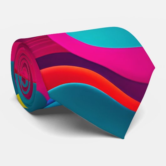 Zebra Strides Wellen rosa Regenbogenmuster Krawatte (Gerollt)