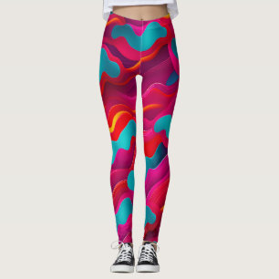 Zebra Strides Wellen rosa Regenbogenmuster Leggings