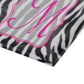 Zebra Strip Animal Monogram Glass Cutting Board Schneidebrett (Ecke)