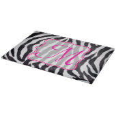 Zebra Strip Animal Monogram Glass Cutting Board Schneidebrett (Ecke)