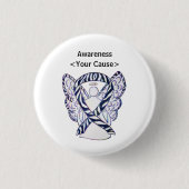 Zebra Strip Awareness Ribbon Angel Art Button (Vorderseite)