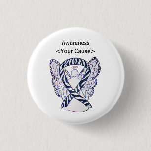 Zebra Strip Awareness Ribbon Angel Art Button
