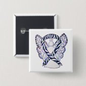 Zebra Strip Awareness Ribbon Angel Art Button (Vorne & Hinten)