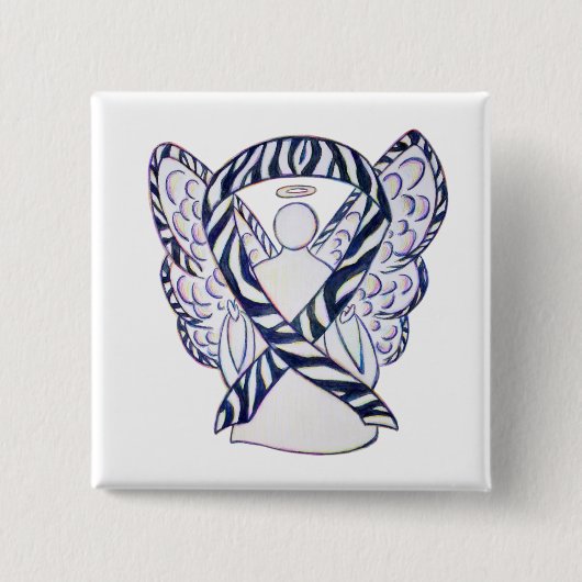Zebra Strip Awareness Ribbon Angel Art Button (Vorderseite)