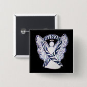 Zebra Strip Awareness Ribbon Angel Art Button (Vorne & Hinten)