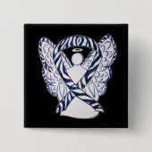 Zebra Strip Awareness Ribbon Angel Art Button (Vorderseite)