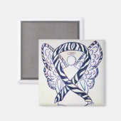 Zebra Strip Awareness Ribbon Angel Art Magnet (Vorderseite/Rückseite)