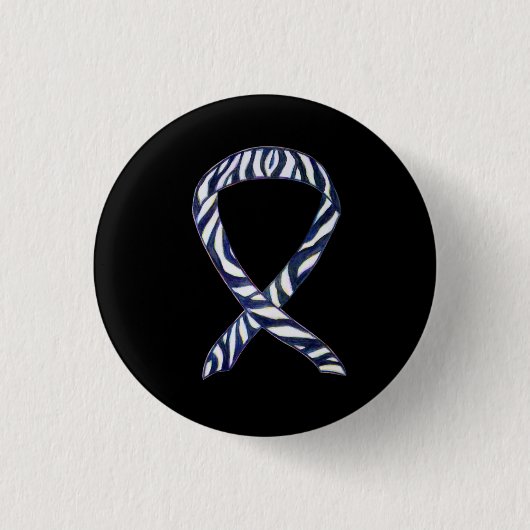 Zebra Strip Awareness Ribbon Custom Art Button (Vorderseite)