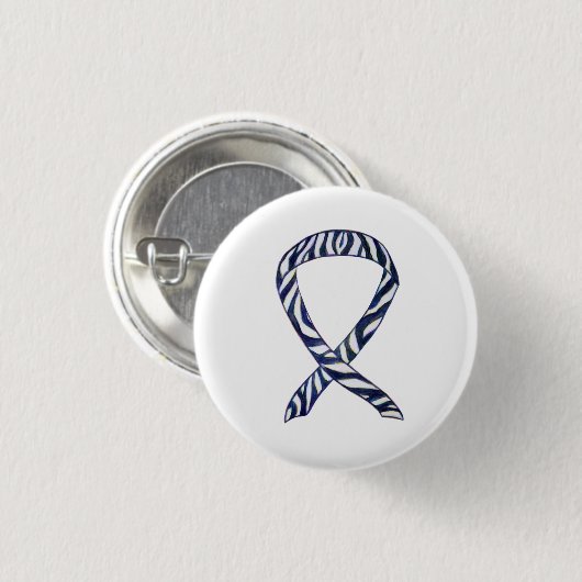Zebra Strip Awareness Ribbon Custom Art Button (Vorne & Hinten)
