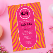 Zebra Stripe 30. Geburtstag Party Einladung