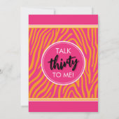 Zebra Stripe 30. Geburtstag Party Einladung (Rückseite)