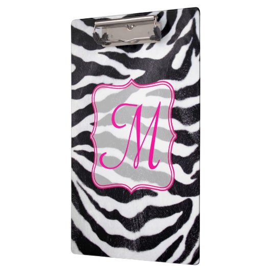 Zebra Stripe Animal Monogram Initial Clip Board Klemmbrett (Links)