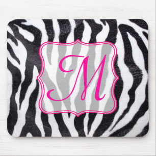 Zebra Stripe Animal Monogram Initial Mouse Pad Mousepad