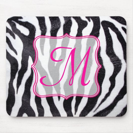 Zebra Stripe Animal Monogram Initial Mouse Pad Mousepad (Vorne)