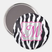 Zebra Stripe Animal Print Monogram Initial Magnet (Vorderseite/Rückseite)