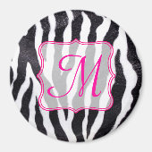 Zebra Stripe Animal Print Monogram Initial Magnet (Vorne)