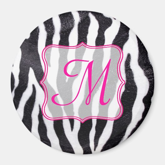 Zebra Stripe Animal Print Monogram Initial Magnet (Vorne)