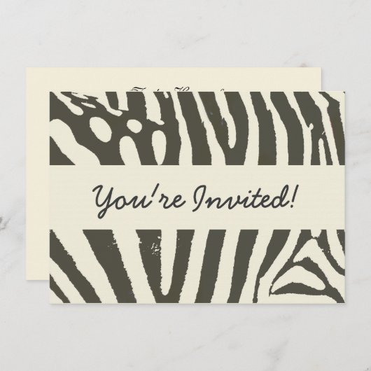 Zebra Stripe Animal Print Muster Einladung (Vorne/Hinten)