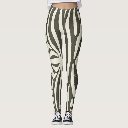 Zebra Stripe Animal Print Muster Leggings (Vorderseite)