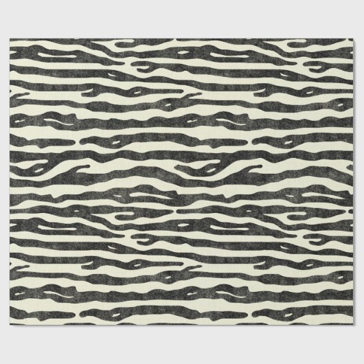 Zebra Stripe Animal Print Muster Schwarz Beige Chi Geschenkpapier (Flach)