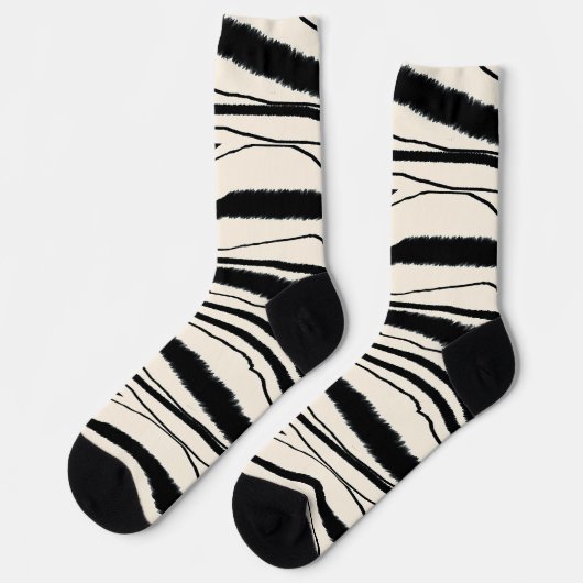 Zebra Stripe Animal Print Premium Crew Socks Socken (Linkes Detail)