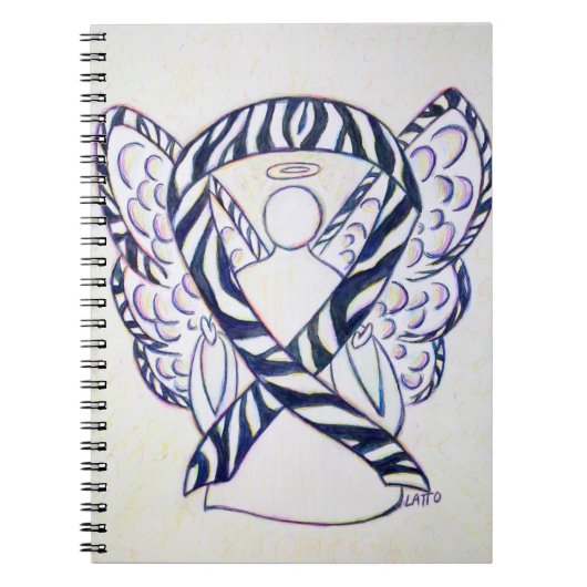 Zebra Stripe Awareness Ribbon Angel Art-Notebook Notizblock (Vorderseite)