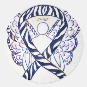 Zebra Stripe Awareness Ribbon Angel Art Sticker