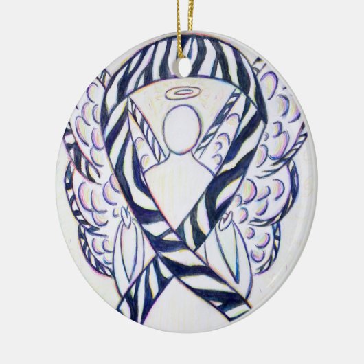 Zebra Stripe Awareness Ribbon Angel Kunst, Dichtun Keramik Ornament (Links)
