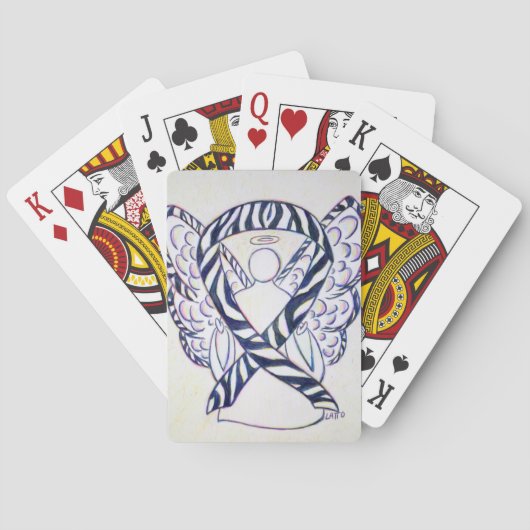 Zebra Stripe Awareness Ribbon Angel Playing Cards Spielkarten (Rückseite)