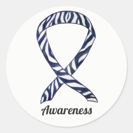 Zebra Stripe Awareness Ribbon Custom Sticker Decal (Vorderseite)