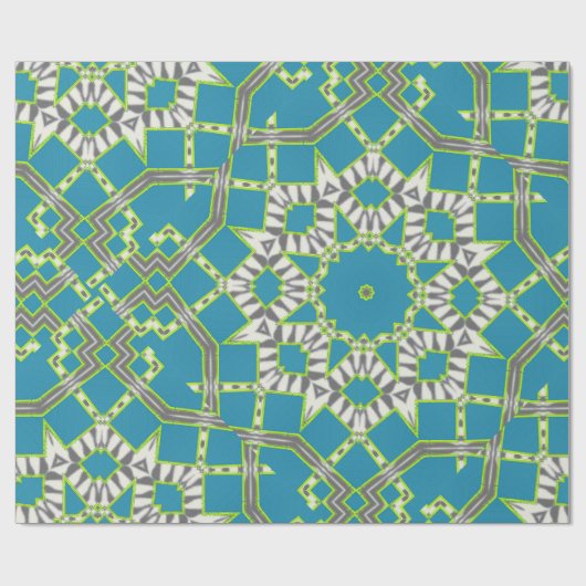 Zebra Stripe Diamond Modern Geometric Blue Pattern Geschenkpapier (Flach)