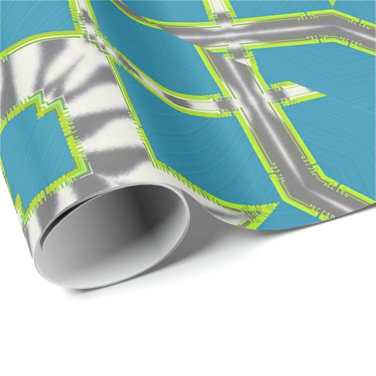 Zebra Stripe Diamond Modern Geometric Blue Pattern Geschenkpapier (Rolleneckpunkt)