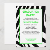 Zebra Stripe Graduation Party Einladung Grün (Vorne/Hinten)