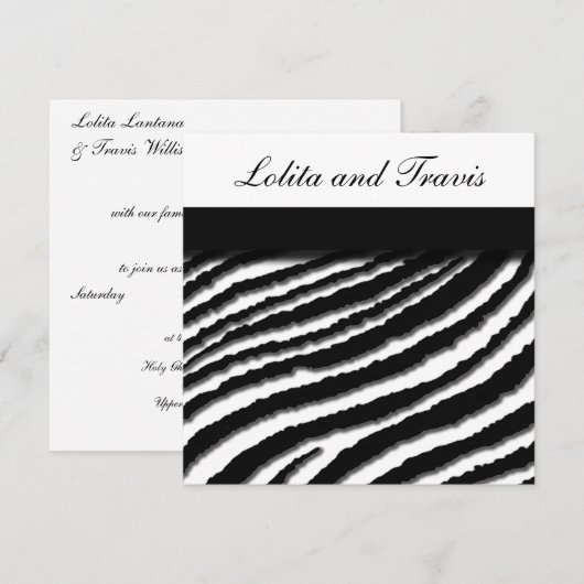 Zebra Stripe Hochzeitseinladung Einladung (Vorne/Hinten)