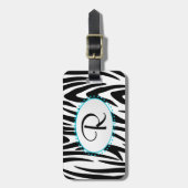 Zebra Stripe Monogram Gepäckanhänger (Vorderseite vertikal)
