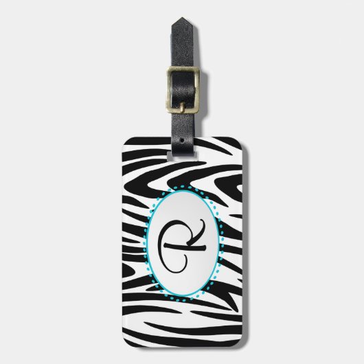 Zebra Stripe Monogram Gepäckanhänger (Vorderseite vertikal)