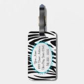 Zebra Stripe Monogram Gepäckanhänger (Rückseite vertikal)