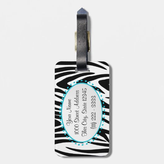 Zebra Stripe Monogram Gepäckanhänger (Rückseite vertikal)