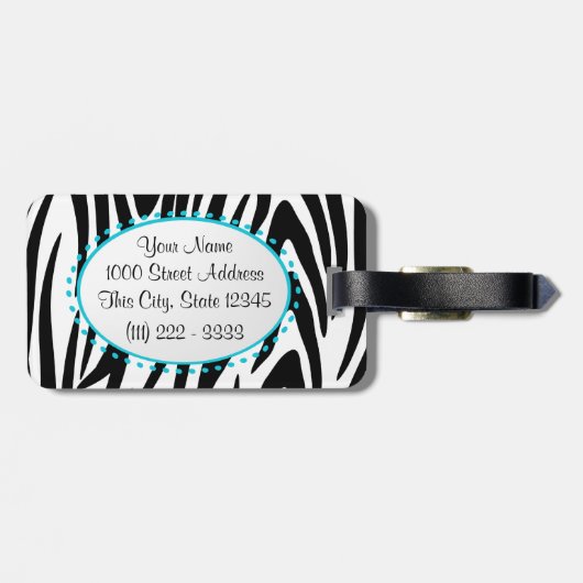 Zebra Stripe Monogram Gepäckanhänger (Rückseite horizontal)