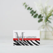 Zebra Stripe Muster Monogram Make Up Artist Visitenkarte (Stehend Vorderseite)