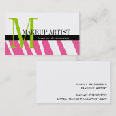 Zebra Stripe Muster Monogram Make Up Artist Visitenkarte (Vorne/Hinten)